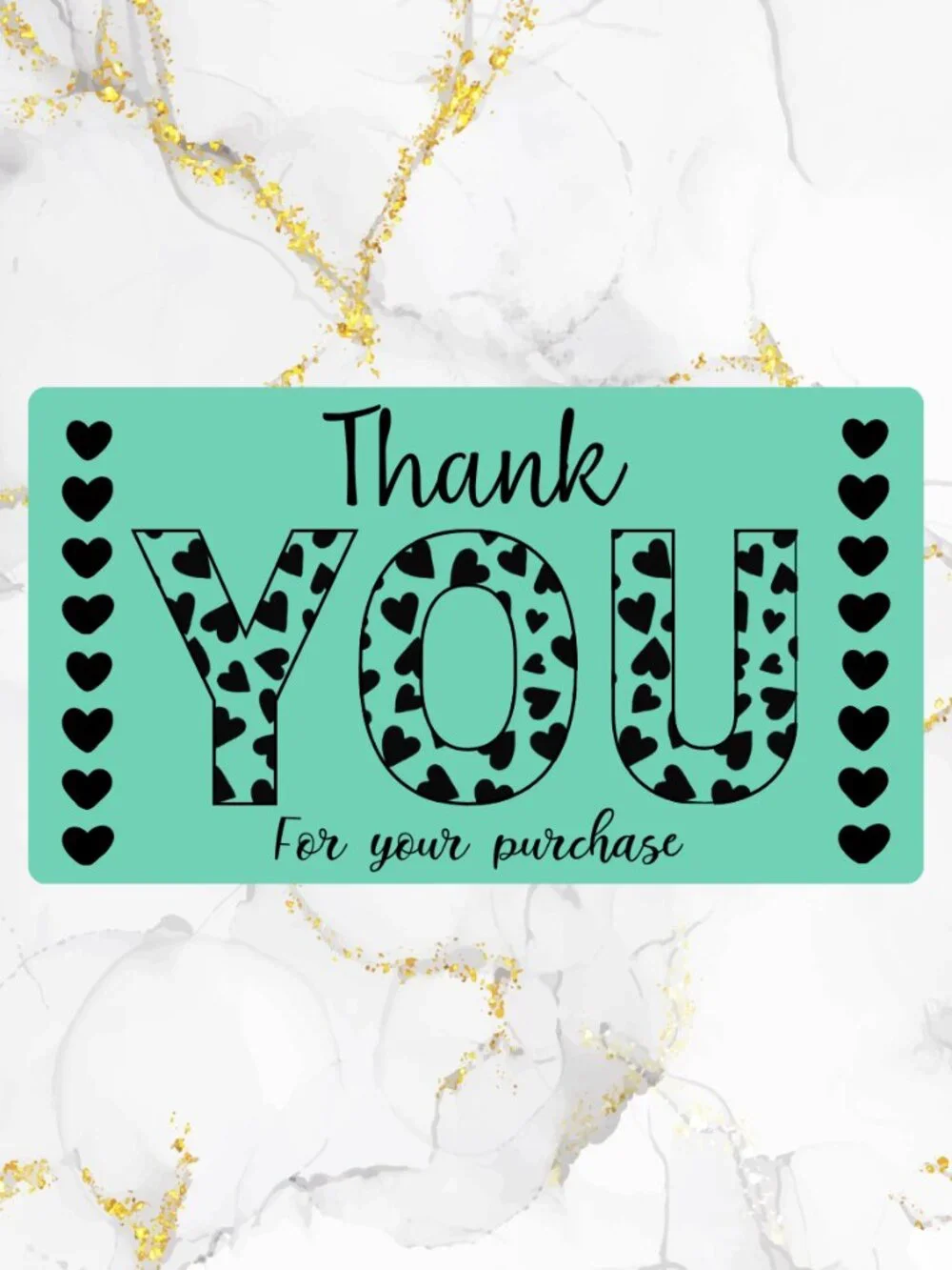 100 Cute Hearts Thank You Stickers for Packaging | Small Business Labels